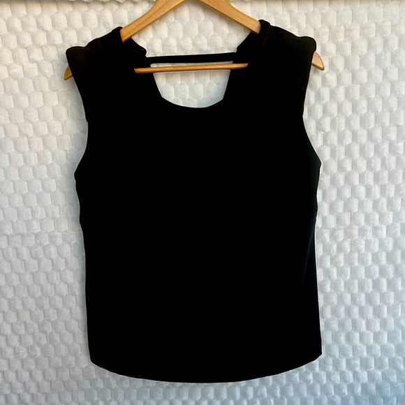 Zara Woman Large Sleeveless Black Shoulder Roll Padded Top - Picture 1 of 13